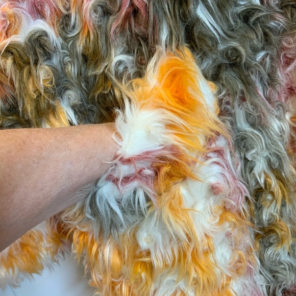 NEW Free People Cardi Plaid long fuzzy swirly coat, Large - Picture 6 of 9